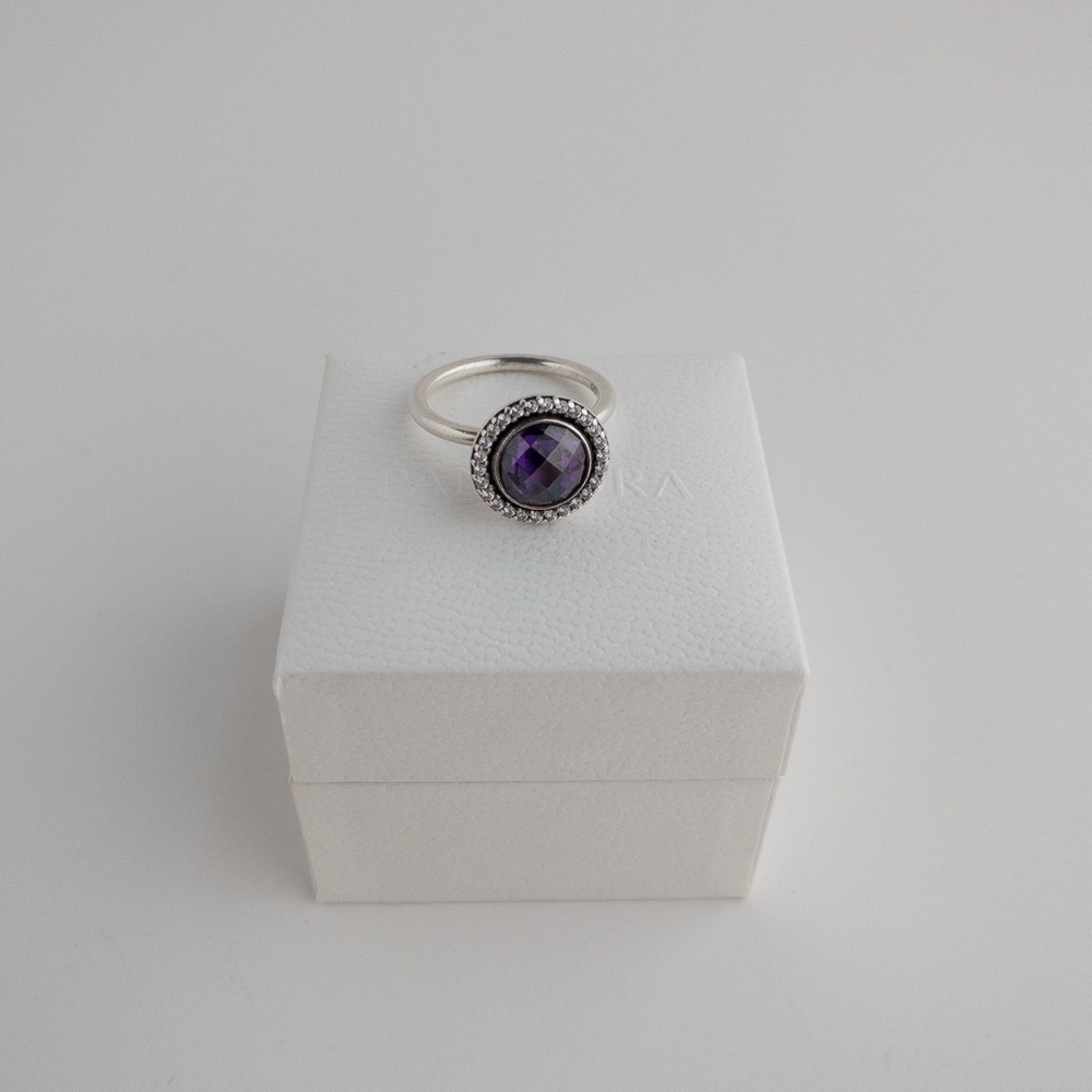 Pandora Sterling Silver Brilliant Legacy Ring Purple CZ Retired 190904ACZ Sz 8.5
